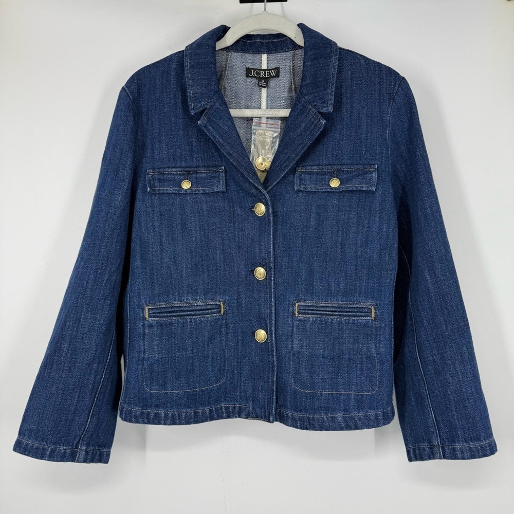 NWT J. Crew Denim Blazer Jacket Sz 14 - Picture 6 of 13